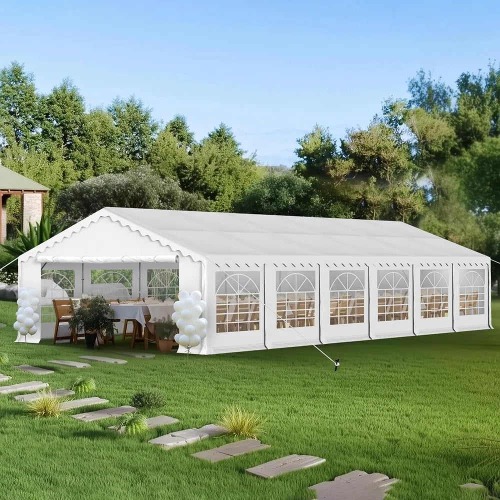 Tente de réception extérieure robuste 20x40, grande tente commerciale pour événements et mariages avec parois latérales amovibles et 7 sacs de rangement