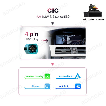 Autoradio Android avec Écran et Lecteur de Limitation pour Voiture BMW Série 5/3, E60/E61/E62/E63/E90/E91/E92/E93/M3, Masque CCC CIC