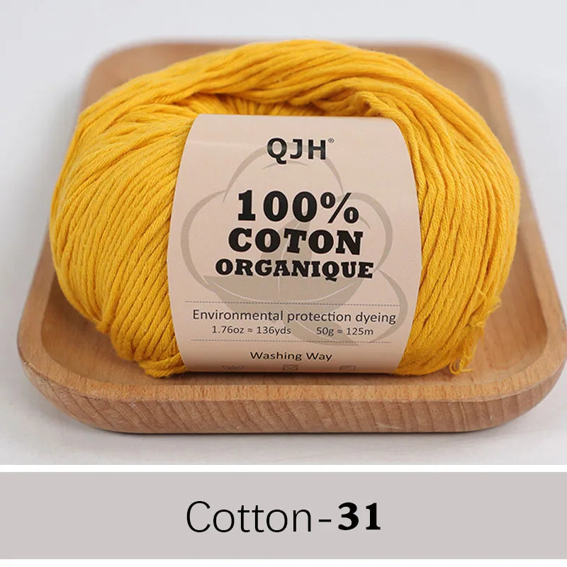 QJH 100% fil de coton, fil de poids de Sport pour bébé en coton, fil Amigurumi, fil doux d'été, fil au Crochet/à tricoter-6 pièces