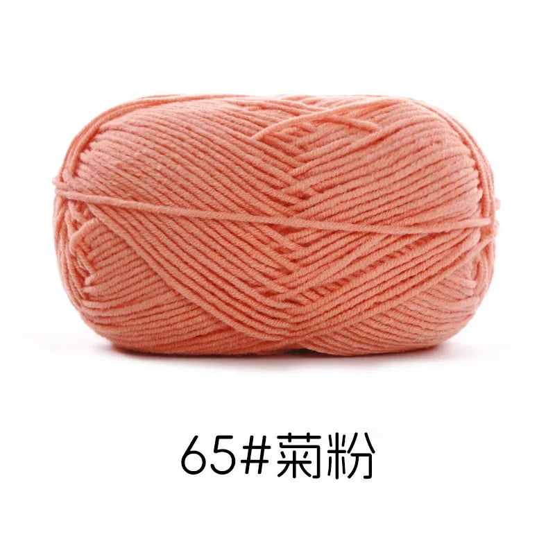 Pelote de Fil de Coton de Lait Peigné à 4 Brins, Laine Douce pour Crocheter et Tisser à la Main, 50g Chacun. 120M)