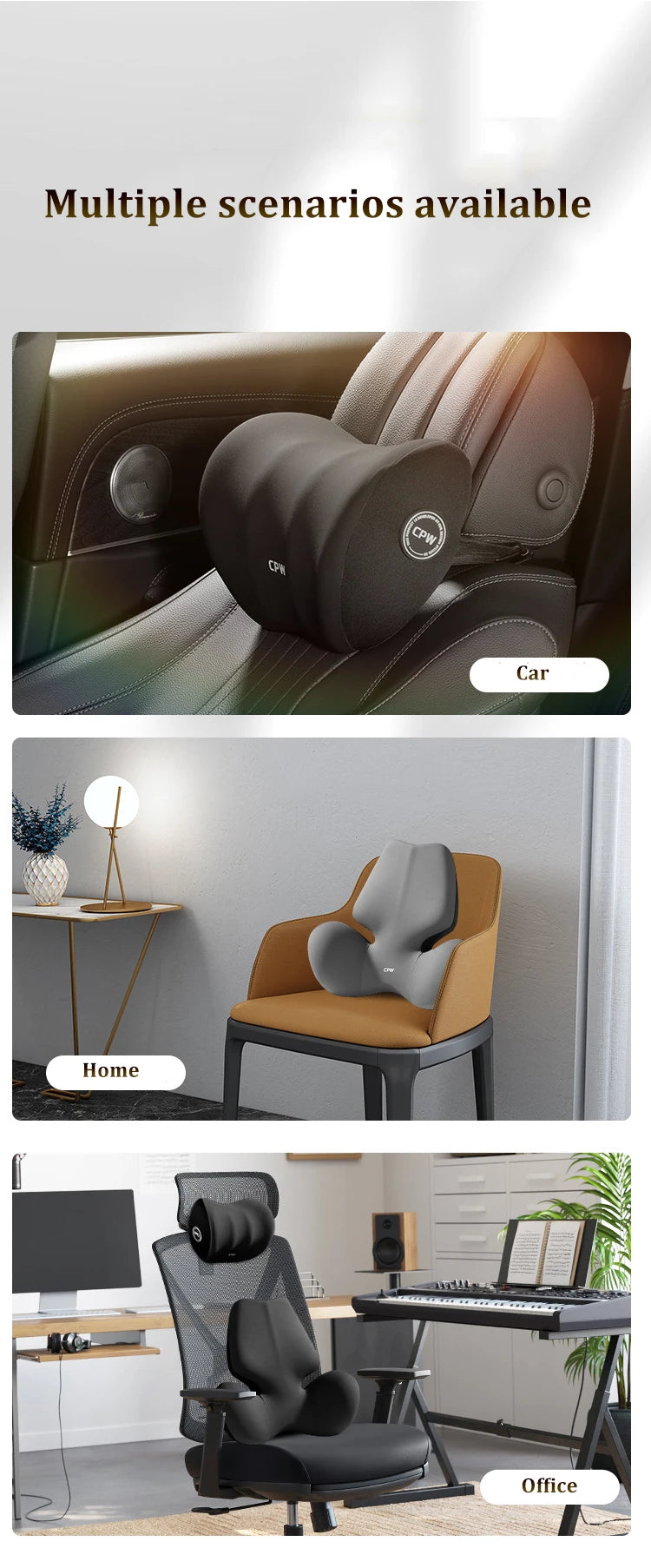 Coussin de dossier électrique pour siège de voiture, massage, sauna, soutien lombaire, vibration de la taille, oreiller cervical, accessoires intérieurs