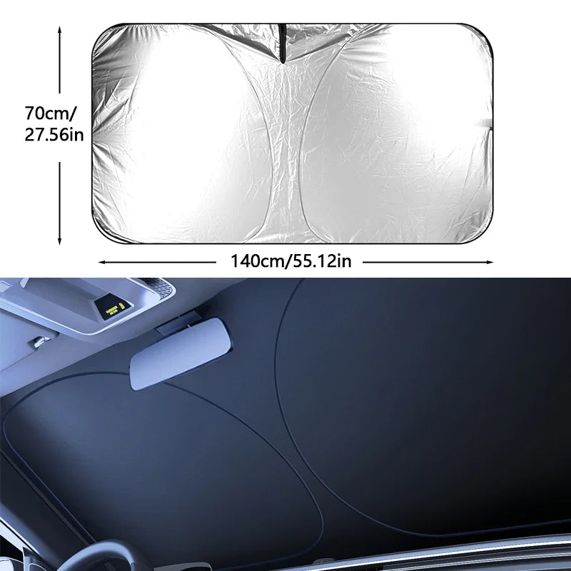 Pare-soleil de pare-brise de voiture, couverture de Parasol avant de voiture pliable, bloc UV thermique, parapluie de fenêtre de voiture, rideaux de Protection automobile, fournitures