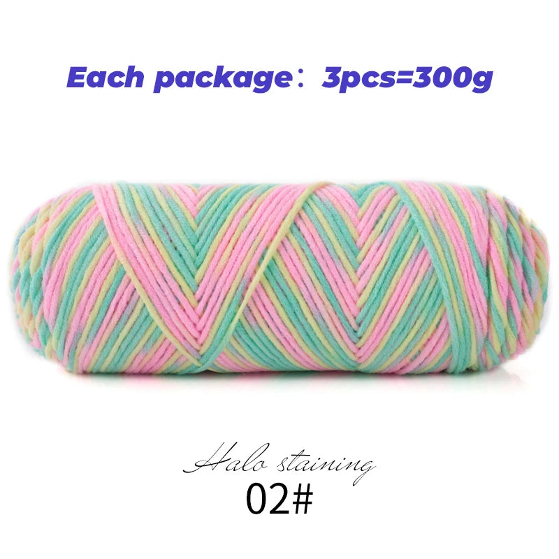 Pull auto-tissé en coton au lait teint à 5 brins, écharpe, couverture moyenne épaisse, fil au Crochet tissé fait à la main, 300g