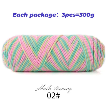 Pull auto-tissé en coton au lait teint à 5 brins, écharpe, couverture moyenne épaisse, fil au Crochet tissé fait à la main, 300g