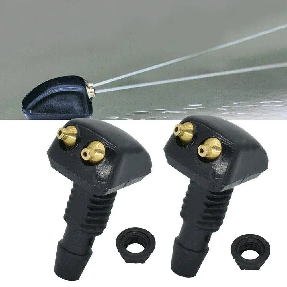 Vente Buse de pulvérisation d'essuie-glace de pare-brise de voiture, 2 pièces, convient à la plupart des modèles de voiture, buse de lavage de pare-brise à double trous, pulvérisation d'eau