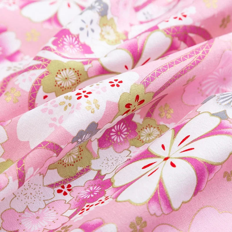 Tissu bronzé Kimono japonais 50x145cm, tissu en coton imprimé fleurs de cerisier Sushi, matériaux de bricolage, accessoires de Patchwork pour la couture