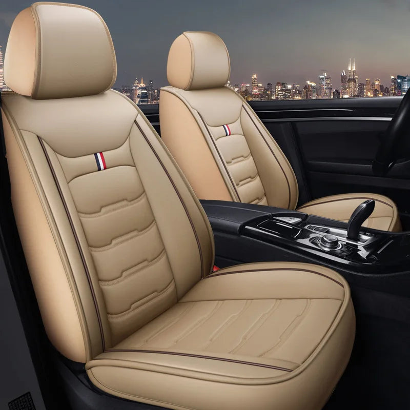 Housse de siège de voiture universelle fendue, entièrement entourée, respirante, confortable, de luxe, en cuir, coussin de siège de voiture, housse de siège complète