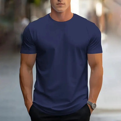 2024 Nouveau Col Rond À Manches Courtes T-Shirt Classique Mode Solide Couleur Sport Respirant À Manches Courtes D'été Respirant Gym Top