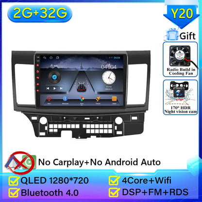 Autoradio Android 14 pour Mitsubishi Lancer 10 CY 2007-2017 Android 15 Navigation GPS Android Auto stéréo Carplay écran No 2din