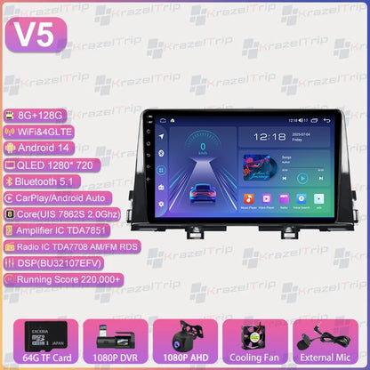 Autoradio Android 9 pouces pour KIA Morning 3 Picanto 2016 2017 2018 2019 2020 - 2023, GPS stéréo Carplay Autoradio DAB WIFI DSP RDS