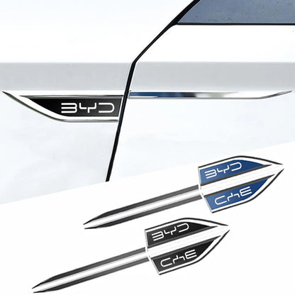 Badge de lame latérale de garde-boue de porte automobile, 2 pièces, autocollant de carrosserie de voiture pour BYD Tang F3 E6 Atto 3 Yuan Plus Song Max F0 G3 I3 Ea1 Dmi 2din G6