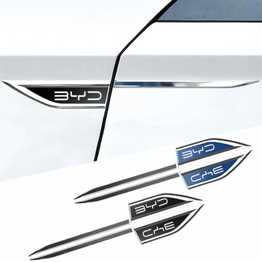 Badge de lame latérale de garde-boue de porte automobile, 2 pièces, autocollant de carrosserie de voiture pour BYD Tang F3 E6 Atto 3 Yuan Plus Song Max F0 G3 I3 Ea1 Dmi 2din G6