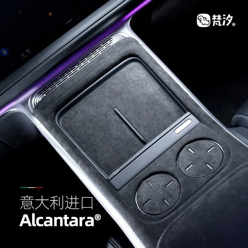Alcantara Water Cup Pad pour XPeng G9, Central Control Storage Door Slot Pad, Antidérapant, Feuille décorative