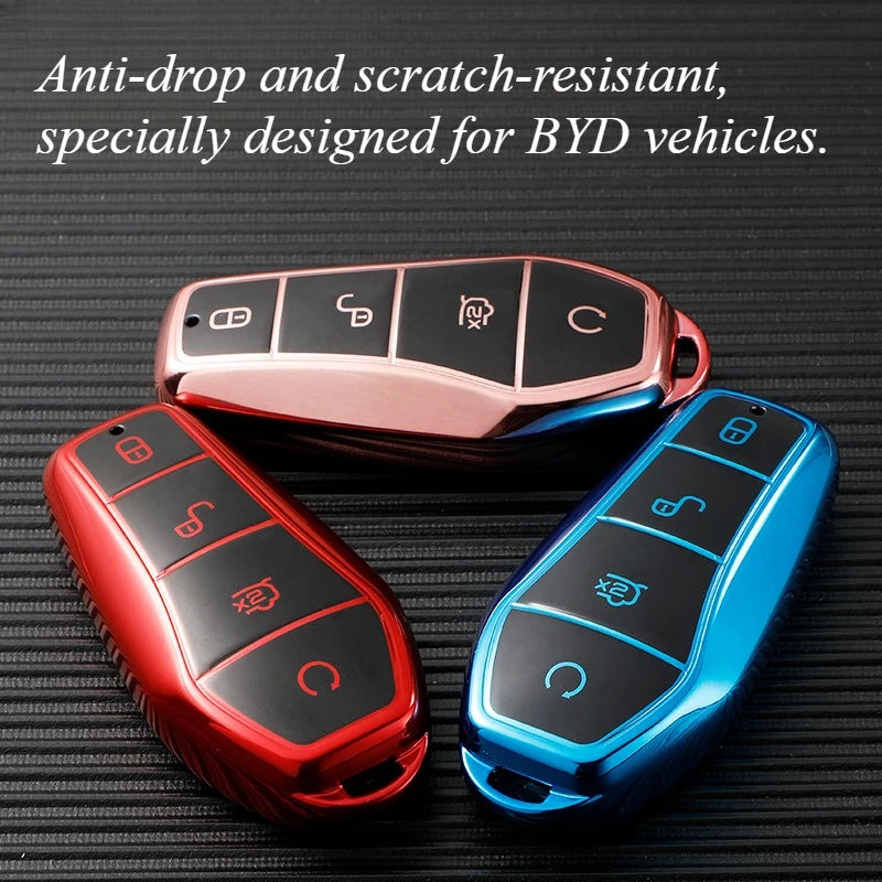 Étui de protection pour clé de voiture TPU pour BYD Atto 3 EV Plus Qin Plus DM-i Han EV Dolphin Télécommande de clé de voiture Accessoires de protection