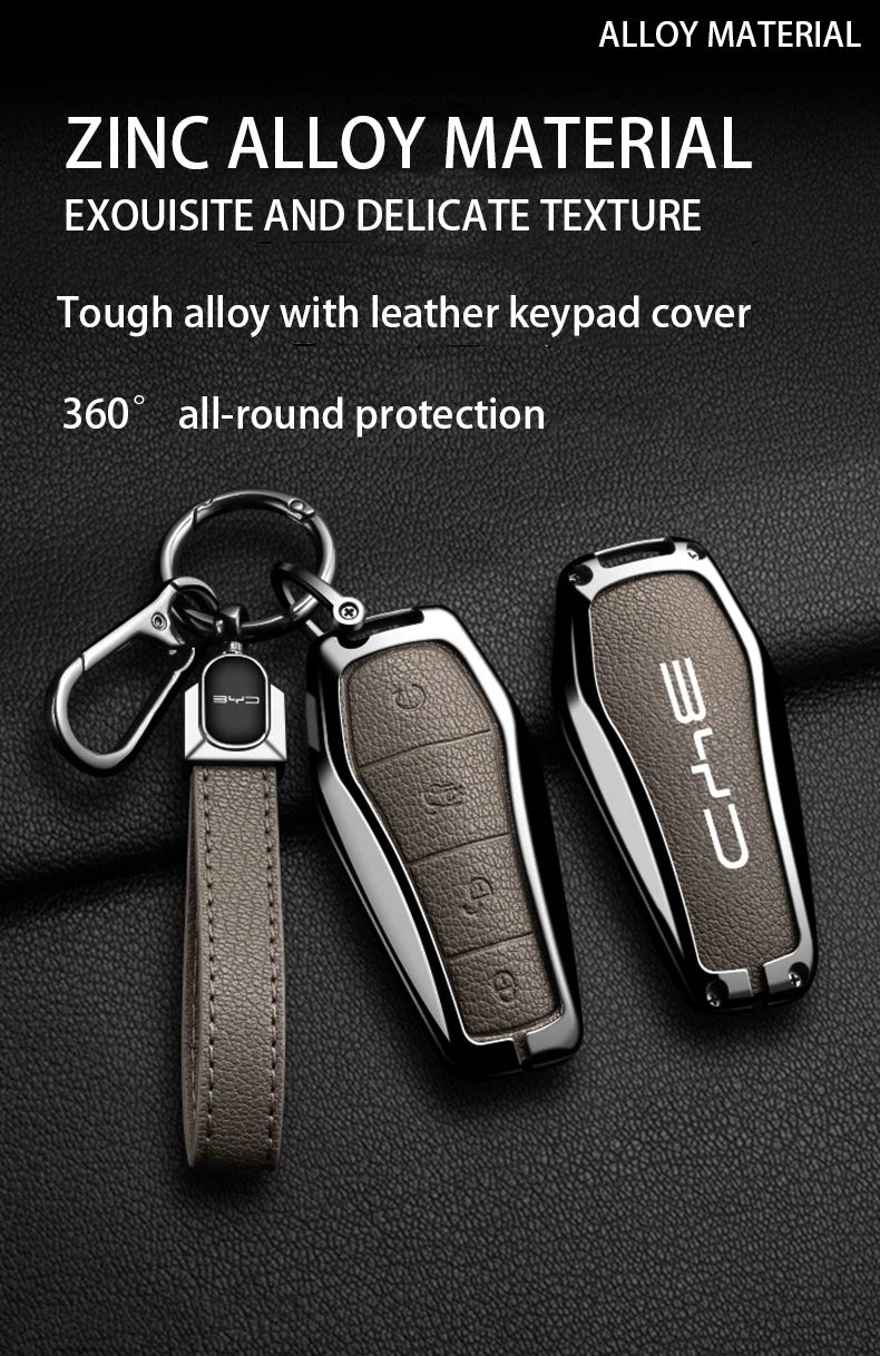 Nouveau Style en alliage peau de mouton voiture clé housse pour BYD chanson Pro Plus Max Dmi EV joint dauphin télécommande clé Auto accessoires