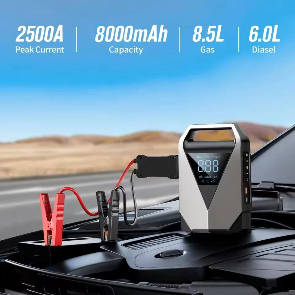 Démarreur de saut de voiture Portable, pompe à Air 150psi, compresseur d'air, pompe à pneus 2500A, Booster de batterie de voiture, dispositif de démarrage automatique, paquet de saut 12V