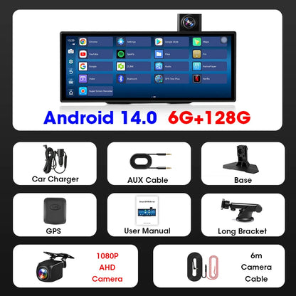 11.26 pouces universel Android 14 8 cœurs puce 6 + 128G Carplay autoradio GPS BT lecteur multimédia Central systèmes intelligents de voiture