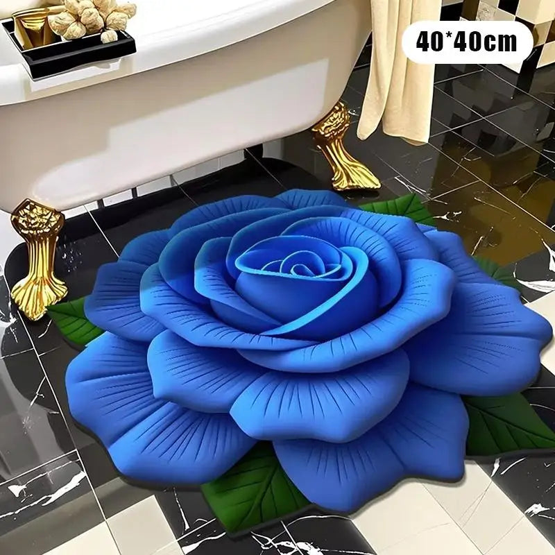 Nouveau tapis de sol en forme de pivoine, doux et durable, 40x40cm, antidérapant et absorbant pour salle de bain