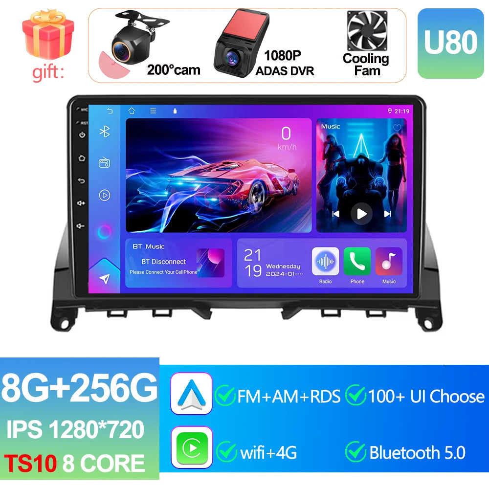 Pour Mercedes Benz classe C 3 W204 S204 2006 - 2011 Android 15 Carplay Auto autoradio multimédia lecteur vidéo Navigation GPS DSP