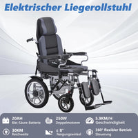 Fauteuil roulant électrique 500W, 20AH, pliable, inclinable, capacité de poids de 150KG, portée de 22KM, conception ergonomique