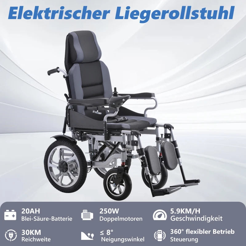 Fauteuil roulant électrique 500W, 20AH, pliable, inclinable, capacité de poids de 150KG, portée de 22KM, conception ergonomique