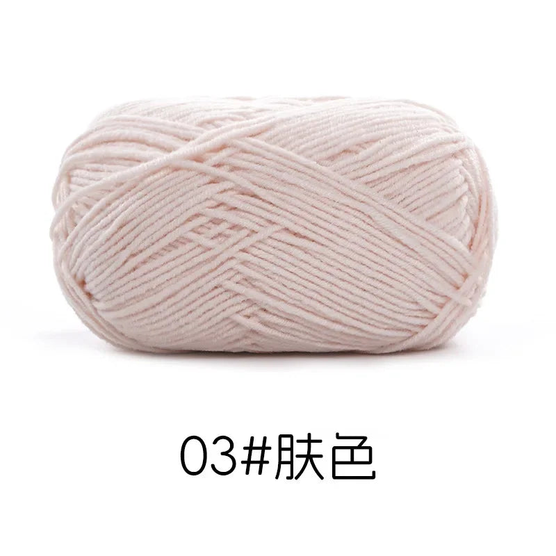 Pelote de Fil de Coton de Lait Peigné à 4 Brins, Laine Douce pour Crocheter et Tisser à la Main, 50g Chacun. 120M)