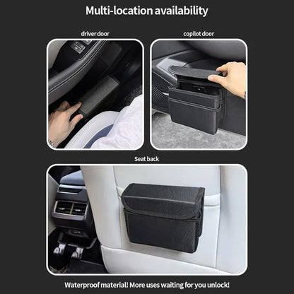 Poubelle automatique pliable avec couvercle magnétique, sac de rangement pour siège arrière de voiture, évaluation Leak-Verde