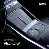 Alcantara Water Cup Pad pour XPeng G9, Central Control Storage Door Slot Pad, Antidérapant, Feuille décorative