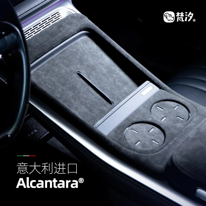 Alcantara Water Cup Pad pour XPeng G9, Central Control Storage Door Slot Pad, Antidérapant, Feuille décorative