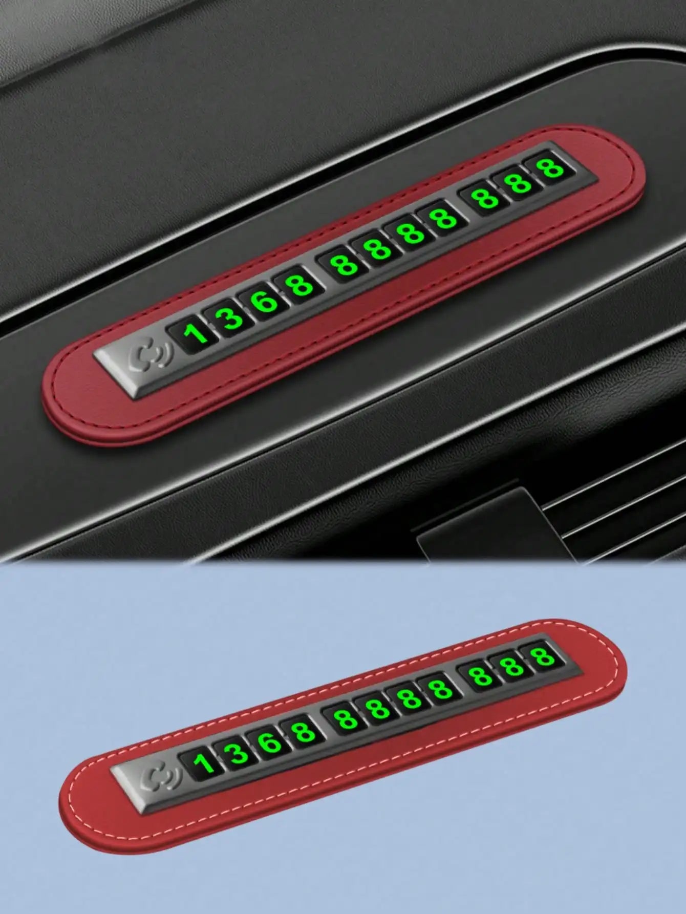 Panneau de stationnement temporaire pour voiture – Carte de contact de téléphone réutilisable à 11 chiffres avec chiffres lumineux, ajustement universel pour tous les véhicules