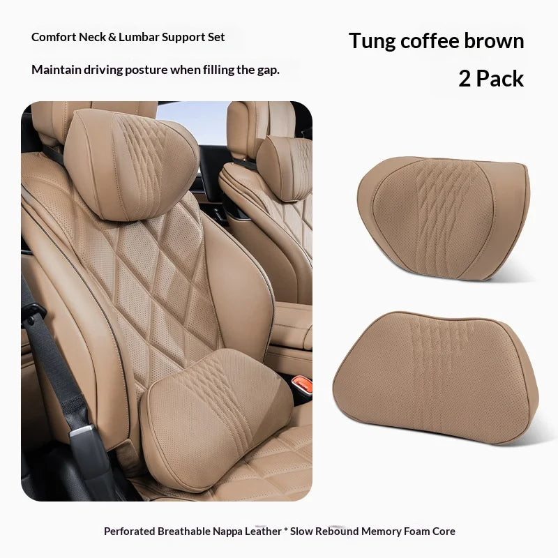 Coussin de nuque et de soutien lombaire pour voiture, universel toutes saisons, coussin lombaire respirant avec contour ergonomique pour la taille