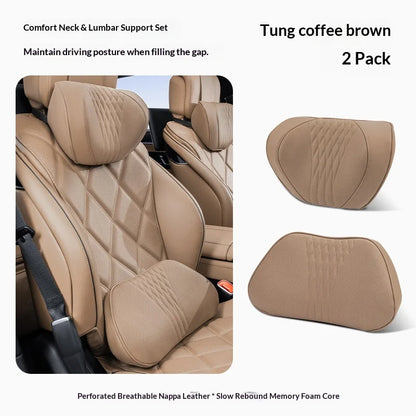 Coussin de nuque et de soutien lombaire pour voiture, universel toutes saisons, coussin lombaire respirant avec contour ergonomique pour la taille