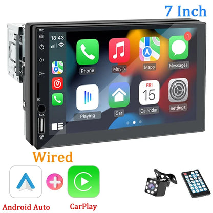 Autoradio 1 Din Carplay Android Auto lecteur multimédia HD 7 ''écran tactile FM AUX entrée Bluetooth MirrorLink Autoradio universelle