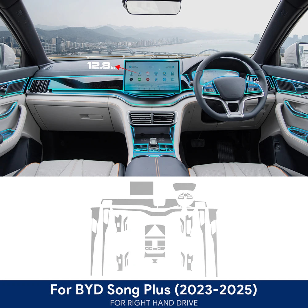 Film de protection TPU pour écran de navigation de console centrale de voiture BYD Seal U Sealion 6 Song Plus DM-i EV 2021-2025, conduite à droite