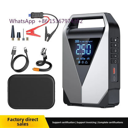 Batterie externe multifonction tout-en-un 12000mAh, démarreur de saut d'urgence pour voiture, lumière LED, gonfleur d'air Portable pour voiture et camion