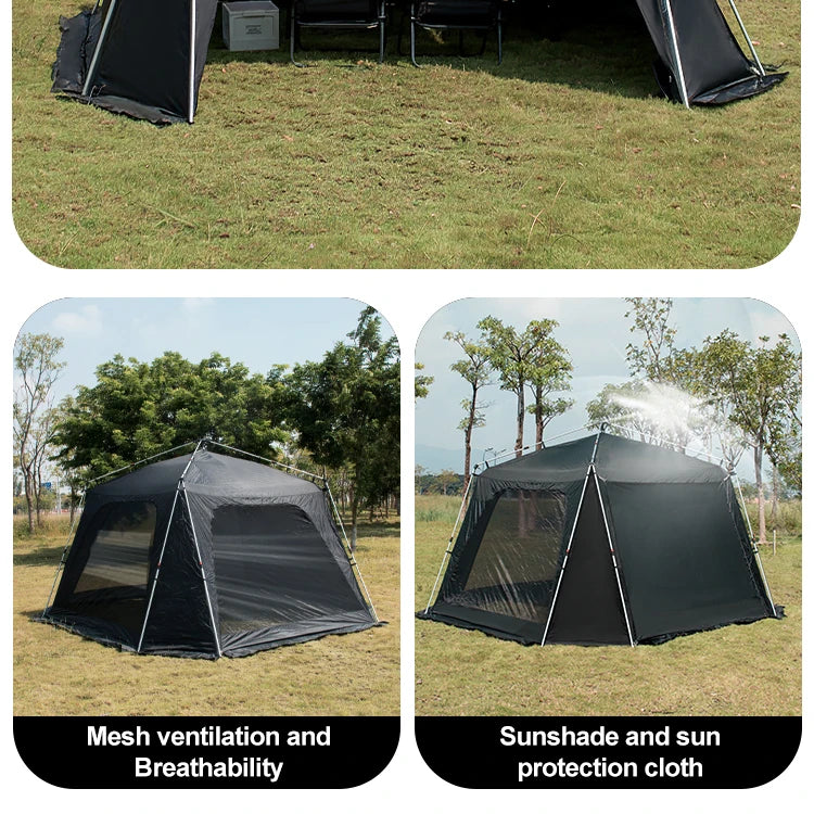 Tente de camping instantanée octogonale Sonuto, grande tente familiale avec structure en aluminium, résistante au vent et à l'eau, abri solaire pour la plage