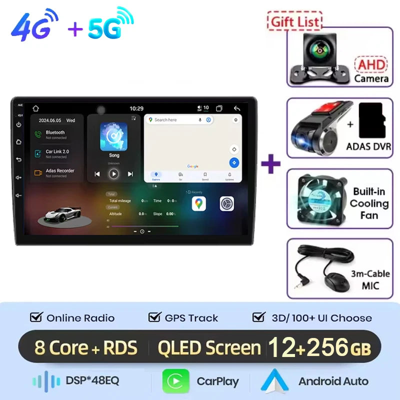 Autoradio multimédia vidéo avec navigation GPS Android16 CarPlay sans fil pour Ford New Transit 2009-2019 Focus 2005-2010