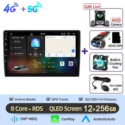 Autoradio multimédia vidéo avec navigation GPS Android16 CarPlay sans fil pour Ford New Transit 2009-2019 Focus 2005-2010