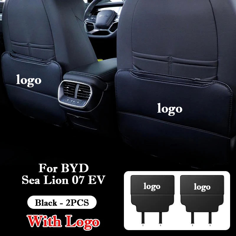 لـ BYD Sea Lion 07 EV 2024 2025 واقي ركل خلفي لمقعد السيارة من الجلد، بساط حماية مضاد للأوساخ والركل، إكسسوارات داخلية