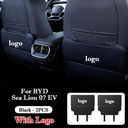 لـ BYD Sea Lion 07 EV 2024 2025 واقي ركل خلفي لمقعد السيارة من الجلد، بساط حماية مضاد للأوساخ والركل، إكسسوارات داخلية