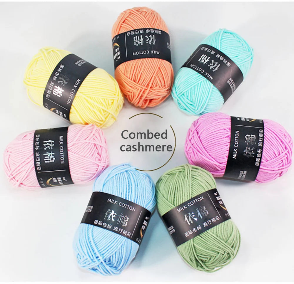Fil de laine douce en coton au lait, 50g, Crochet, anti-boulochage, fil à tricoter à la main pour Cardigan, écharpe, chapeau, pull pour bébé, fournitures de poupée