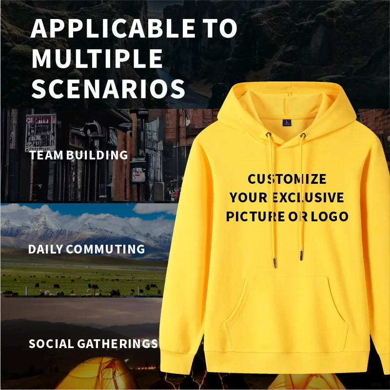 Sweat-shirt personnalisé avec logo imprimé gratuit, sweat à capuche 100% coton, vêtements de travail d'automne et d'hiver, vêtements d'équipe pour hommes et femmes