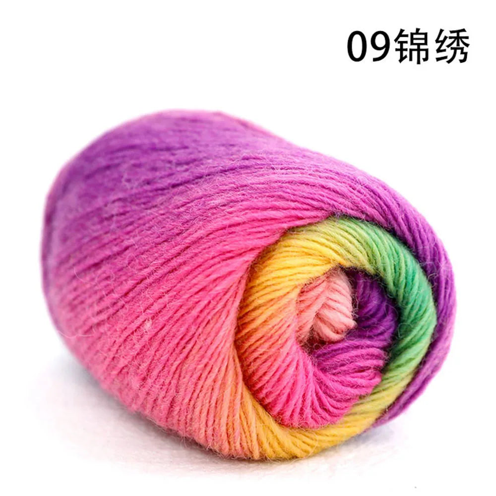 Fil de laine Pure 100% 50g/180m, dégradé arc-en-ciel, doux, tricot à la main, Crochet, bricolage, écharpe d'hiver, gants, châle, pull, matériaux de fabrication