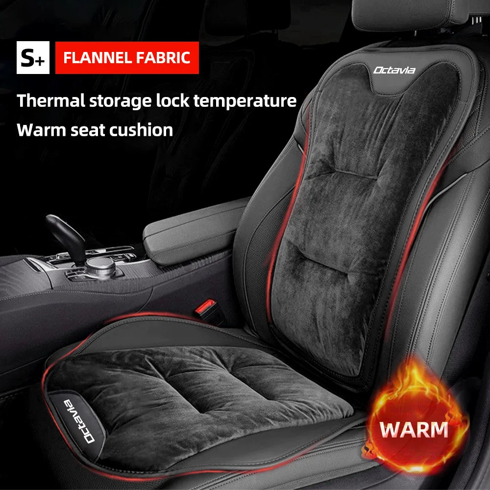 Housse de siège de voiture en flanelle, pour Skoda Octavia 2 3 MK1 MK3, coussin de siège avant/arrière de voiture en peluche chaud d'hiver, accessoires d'intérieur automobile