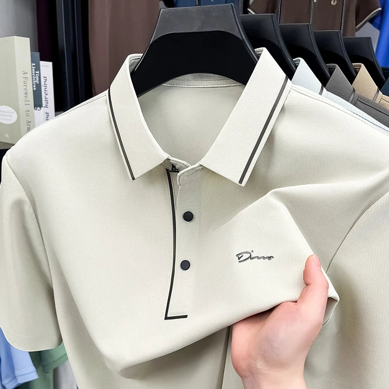 T-shirt à manches courtes pour hommes marque de luxe légère polo populaire haut confortable et soyeux respirant et décontracté 2025 été