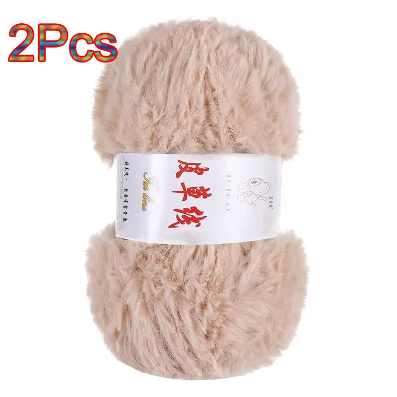 Fil de laine de vison au Crochet, 2 pièces, fil de fausse fourrure, cachemire, tricot à la main, fil de pull, vêtements, écharpe, fil de vison moelleux