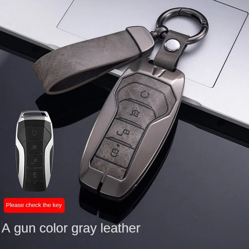 Étui pour clé pour BYD Song Plus Atto 3 Han EV Tang DM Qin joint dauphin cuir métal porte-clés à distance porte-clés accessoires de voiture