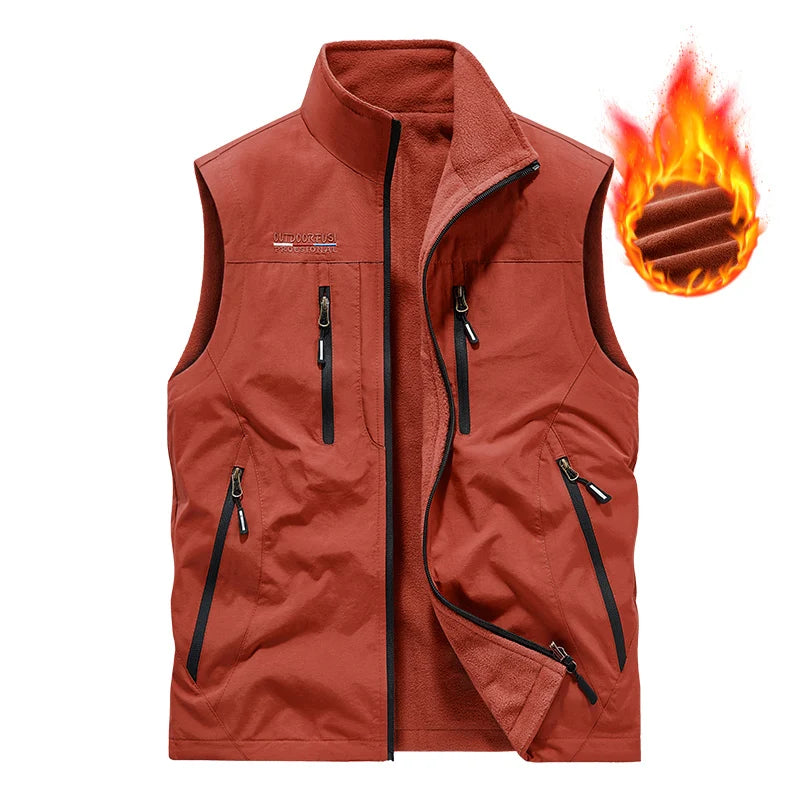 Gilet d'extérieur pour hommes, nouvel article d'automne et d'hiver avec plusieurs poches, vêtements Double face et gilet en velours, gilet ample surdimensionné
