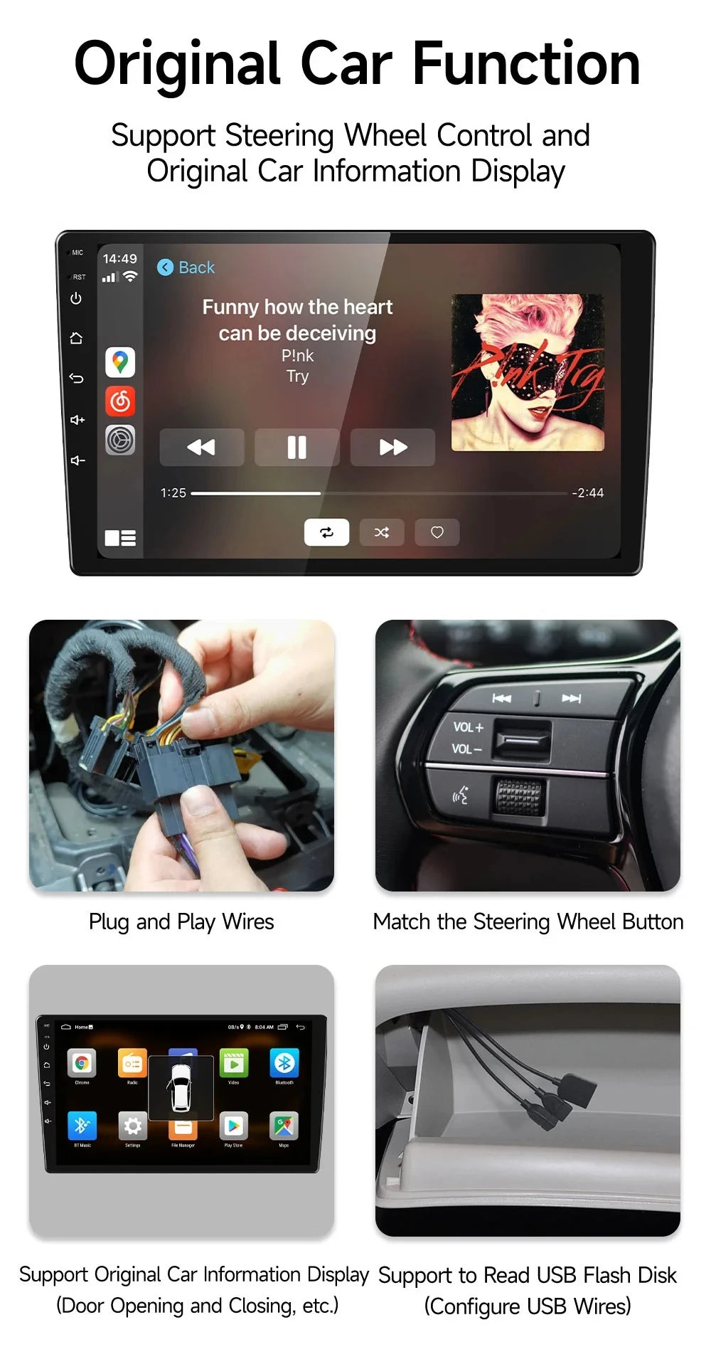 JIUYIN-Autoradio TS18 AI Voice Wireless CarPlay Android Auto Radio pour Smart Fortwo 451, 2005-2010, 4G, GPS, 2Din, Limitation de la voiture