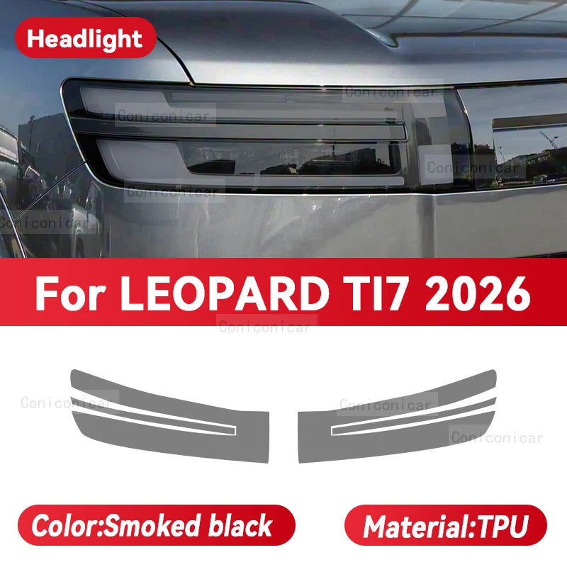 Film de protection en TPU noir fumé pour phares de voiture LEOPARD TI7 2026, film teinté pour phares avant, changement de couleur, autocollant de protection